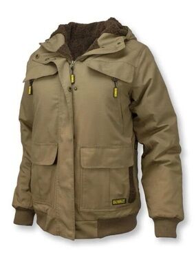 Women’s Medium DeWalt Heated Ripstop Brown Sherpa Hooded Jacket - NO battery